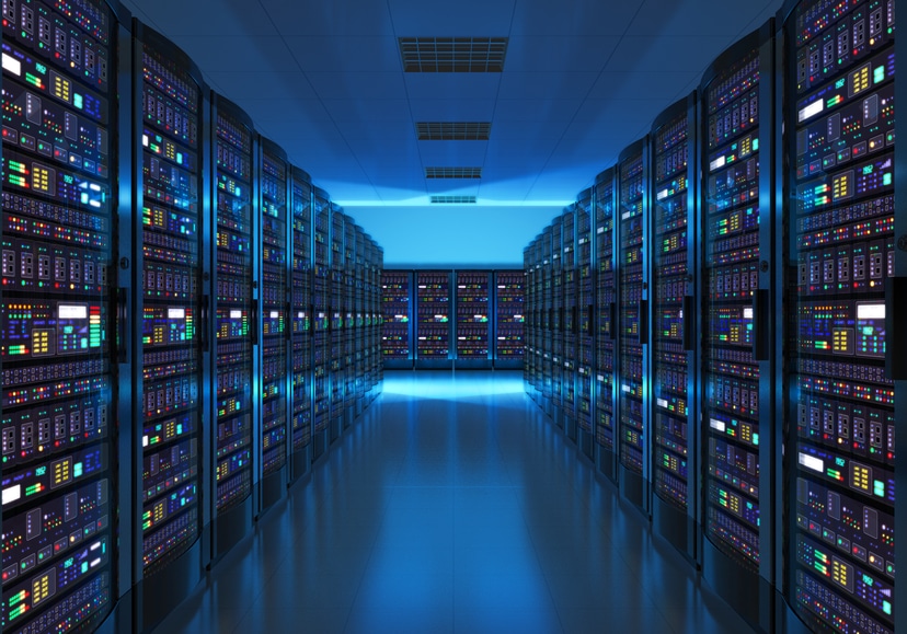 Server room interior in datacenter